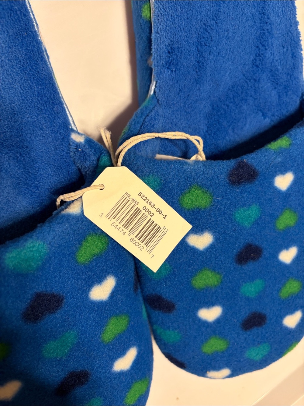 Old Navy Blue Heart-Print Kids Fleece Slippers - Picture 6 of 8
